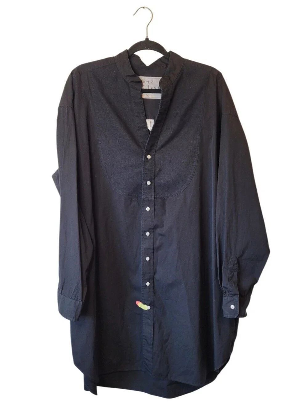 Frank & Eileen Tori Black Longline 100% Cotton Button-Down Shirt Dress Size XL - Picture 3 of 10